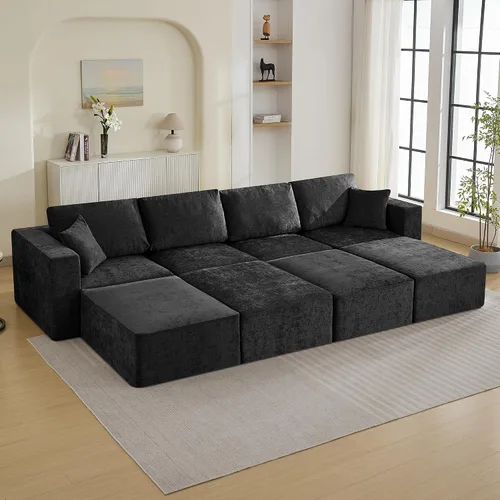 Miniatura 23 de Sofá modular Cloud de 3 plazas sin hueso de 115 pulgadas para habitación familiar, sofá sin espinas comprimida de espuma viscoelástica con asiento