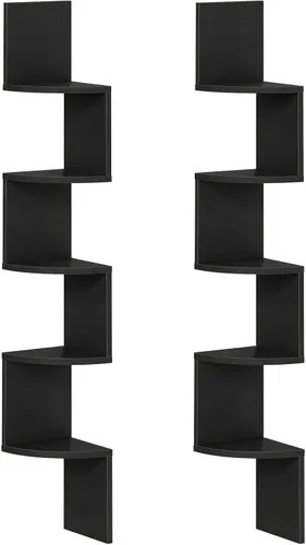 Miniatura 12 de HOOBRO Estante esquinero montado en la pared, juego de 2 estantes de esquina flotantes para pared, estantes esquineros de 4 niveles para sala