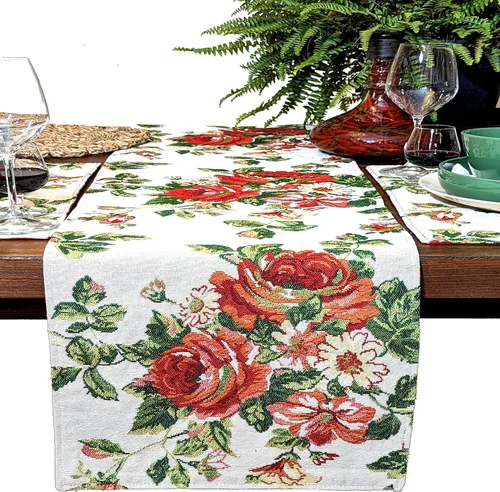 Miniatura 12 de Tache Home Fashion DB9046TR-13X48 - Camino de mesa con diseño de margaritas rojas y amarillas, color rojo y amarillo, 48 pulgadas