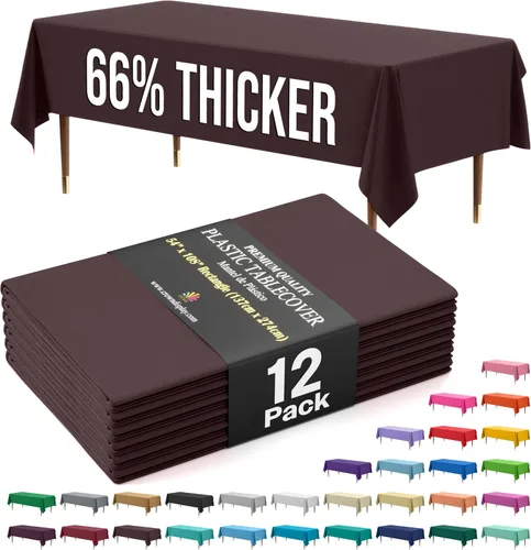 Miniatura 59 de Exquisite 66% Thicker Premium Plastic Table Cloth Rectangle Table Cover 0.5 Mil 6 Pack Aqua Table Cloth 54 Inch x 108 Inch Disposable Tablecloth