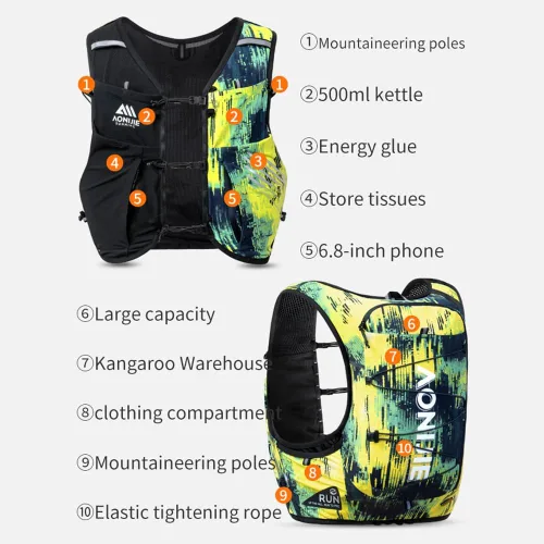 Miniatura 3 de YOUGLE Chaleco de hidratación para correr, mochila ligera de hidratación para hombres de 10 litros para carreras de maratón de trail running