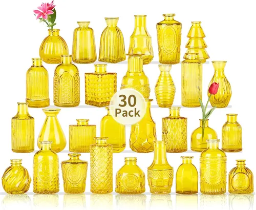 Miniatura 16 de Jarrones de Vidrio para Capullos en Juego a Granel de 30 Piezas, Pequeños Jarrones de Vidrio para Flores como Centros de Mesa de Boda para Mesas