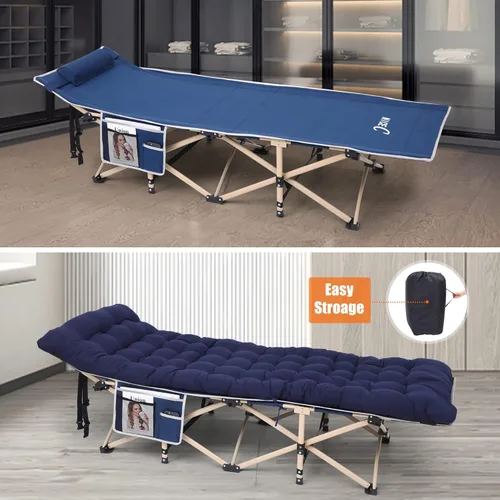 Miniatura 2 de Nice C Catres de camping con cojín, catres de camping con colchón, para adultos, catre plegable, con almohada, bolsa de transporte y bolsillo