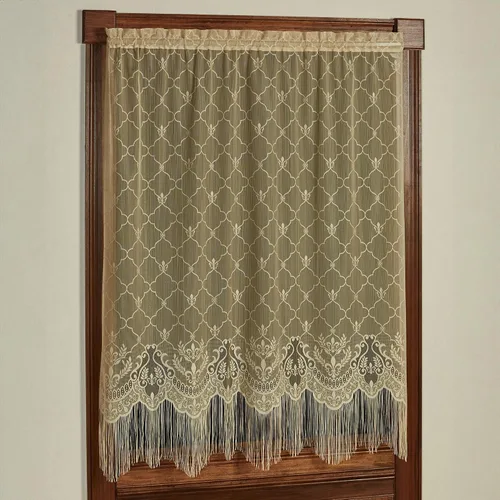 Miniatura 12 de Touch of Class Panel de cortina victoriana de encaje Fleur de Lis para ventana de poliéster - Oro antiguo - Panel de estilo europeo para ventanas