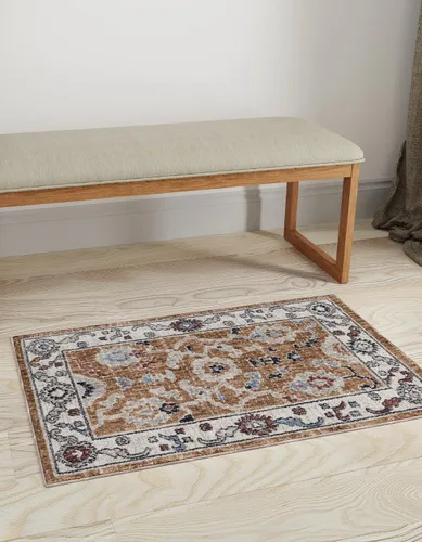 Miniatura 15 de Unique Loom Eco Traditional Collection - Alfombra animada (rectangular de 2 pies x 3 pies 0 pulgadas, azul puerto, beige)