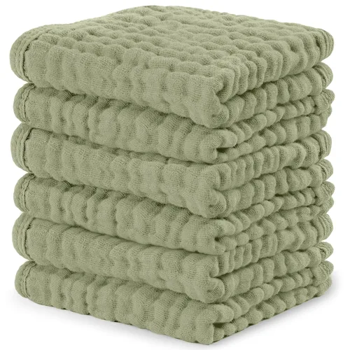 Miniatura 27 de Comfy Cubs - Juego de paños de muselina para eructos de 20 x 10 pulgadas, paquete de 10, tamaño grande, 6 capas, 100% algodón, absorbentes, seguros