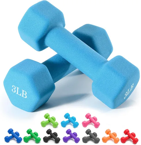 Portzon Pesas Mancuernas 10 Opciones de Colores Compatibles con Juego de 2 Mancuernas de Neopreno, 1-15 LB, Antideslizante, Anti-rodamiento, Forma