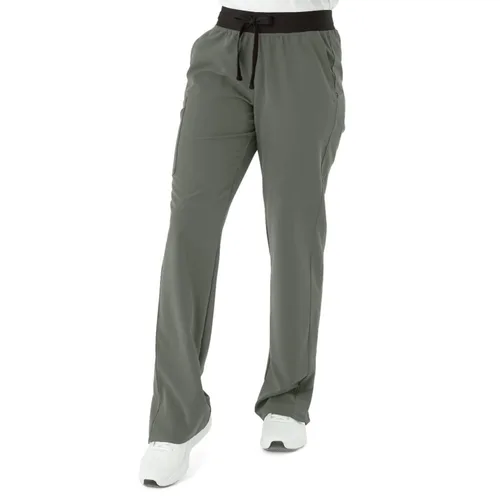 Miniatura 35 de ave. Varick - Pantalón médico de tiro medio para mujer, pierna recta, seis bolsillos, color azul caribeño, talla S