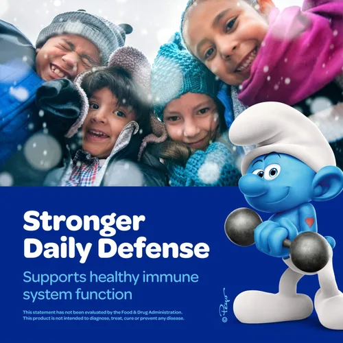Miniatura 3 de Smurfs Kids - Gomitas de apoyo inmunológico para niños, gomitas de inmunidad para niños de saúco negro con vitamina C y zinc, hechas con fruta real