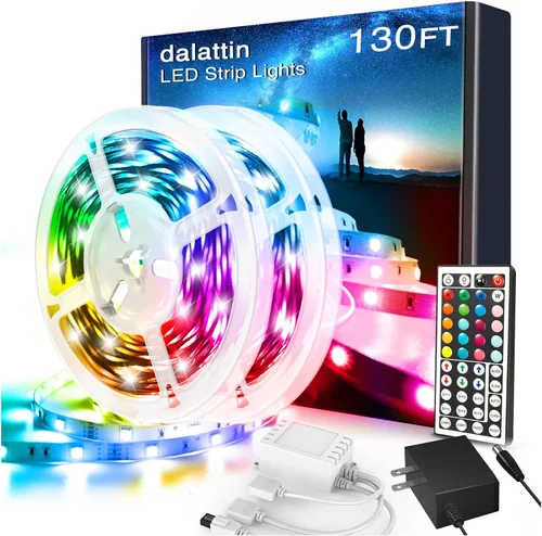 Miniatura 9 de Dalattin - Tira de luces LED para dormitorio de 25 pies, kit de tiras de luces LED RGB 5050 con cambio de color, control remoto de 44 teclas