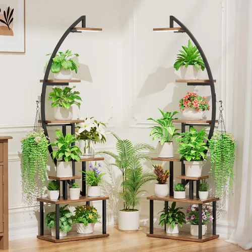 Miniatura 2 de Soporte para plantas de interior con luces de cultivo: estante grande para múltiples plantas, paquete de 2 estantes para plantas de 7 niveles