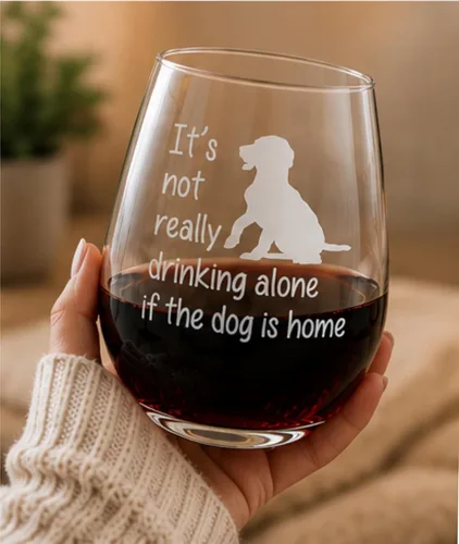 Miniatura 7 de C M El perro está en casa, divertida copa de vino sin tallo para él, ella, esposa, marido, amigo, lindo regalo de perro para hombres y mujeres - 17