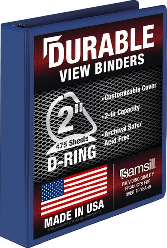 Miniatura 144 de Samsill Carpeta duradera de 1.5 pulgadas, fabricada en los Estados Unidos, carpeta de anillos en D, carpeta transparente personalizable, color rojo