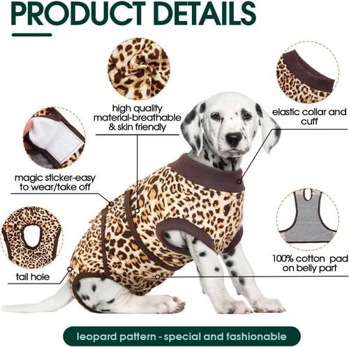 Miniatura 3 de Kuoser Traje de cirugía para perro, cómodo traje de recuperación para perros hembras para cirugía, mameluco protector posoperatorio, alternativa