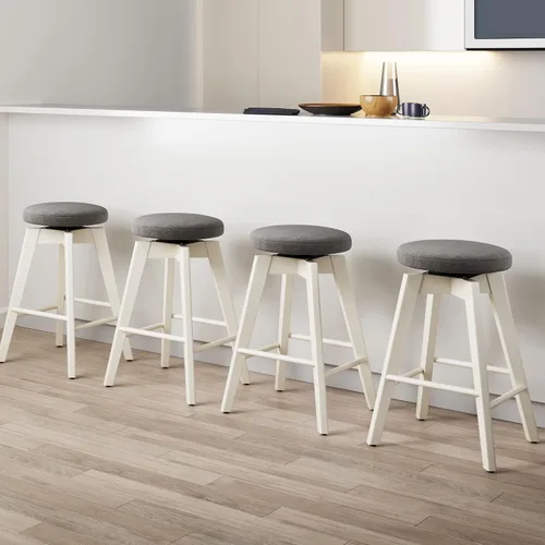Miniatura 26 de Nathan James Amalia Taburete de bar de altura de encimera de cocina sin espalda, madera maciza con asiento giratorio de 360 grados, café Marrón