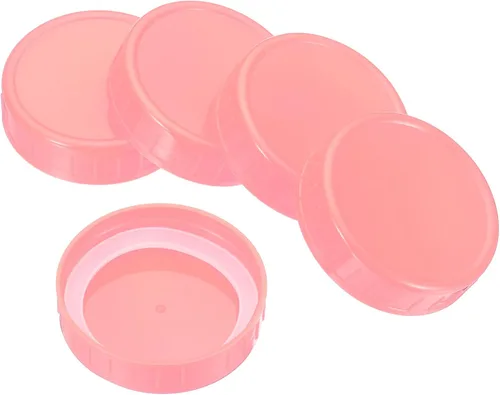 Miniatura 9 de PATIKIL Tapas de plástico de boca regular para tarros de 2.77 pulgadas, 1 juego/6 tapas para tarros de conservas con anillo de sellado de silicona