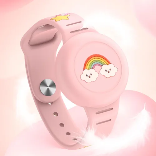 Miniatura 4 de Compatible con pulseras impermeables AirTag para niños, paquete de 4 pulseras de cobertura completa, soporte de cubierta oculta, bonito diseño