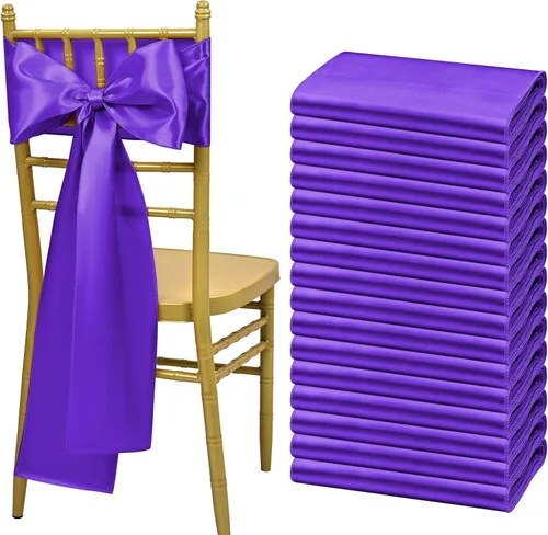 Miniatura 18 de Showgeous 60 cintas decorativas de satén negro para silla, lazos para decoración de banquetes, fiestas, baby shower, eventos (7 x 108 pulgadas)