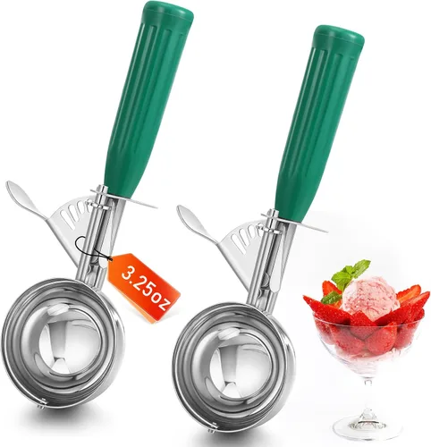 Miniatura 21 de Reallnaive 2 Cucharas para Galletas con Liberación, Cuchara para Helado con Liberación por Gatillo, Cuchara de Porción de Acero Inoxidable