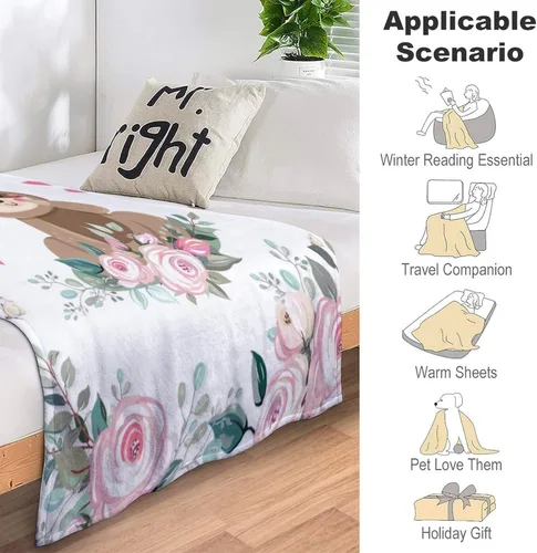 Miniatura 4 de Manta personalizada para niñas con nombre, manta personalizada de perezoso y mariposa, manta de forro polar suave para recién nacidos, baby shower