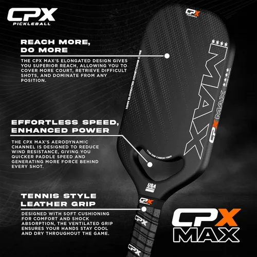 Miniatura 8 de CPX MAX T700 - Raqueta alargada de fibra de carbono cruda, grado profesional Diamante blanco