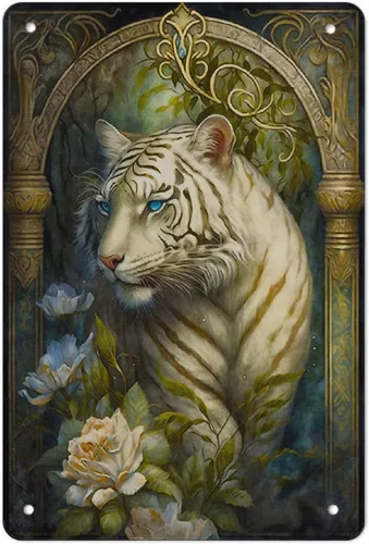 Miniatura 9 de AMOGHASIDDHI Cartel de metal con diseño de conejo blanco, póster de metal vintage de aluminio, 8 x 12 pulgadas, letrero de pintura impresa, Blanco