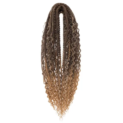 Miniatura 58 de Leeven Extensiones de rastas grises de 40 hebras de 18 pulgadas con terminación única hechas a mano, extensiones de rastas suaves de 0.6 cm