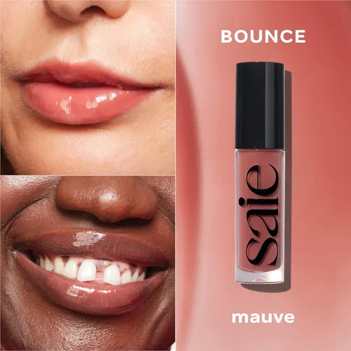 Miniatura 3 de Saie Glossybounce - Brillo labial hidratante y aceite labial con tinte híbrido con ácido hialurónico y aceite de jojoba para labios no pegajosos