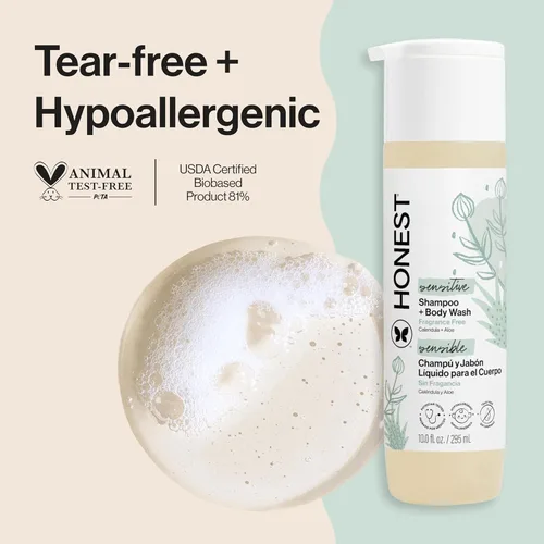 Miniatura 2 de Shampoo & jabón corporal Honest, Lavanda Dreamy súper calmante, 10 Onzas, 816645023966, Libre de fragancia, 1, 1