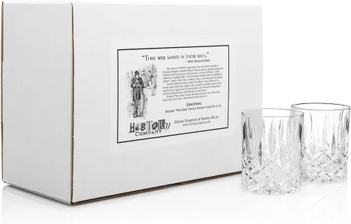 Miniatura 4 de HISTORY COMPANY Men's Bar at the Astor Crystal Old Fashioned Glasses Juego de 2 piezas - Vasos de whisky vintage (colección de caja de regalo)