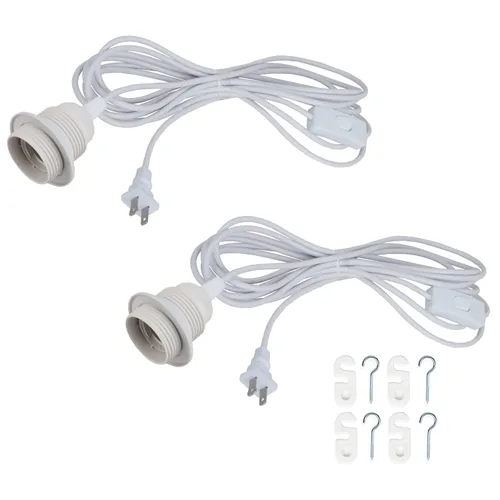Miniatura 9 de HESSION Paquete de 2 luces colgantes enchufables de 15 pies, cable de extensión negro con interruptor de encendido/apagado en línea, enchufe E26 E27