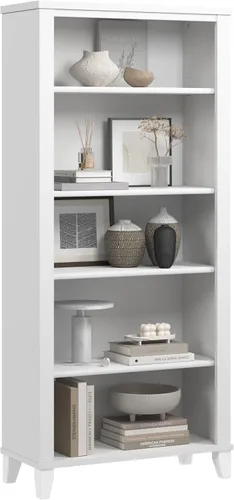 Bush Furniture Somerset - Estantería alta de 5 niveles en acabado blanco