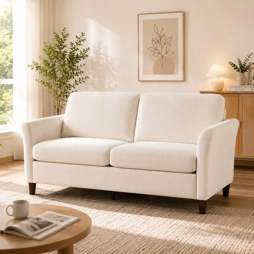 Valthie Sofá biplaza de pana de 61 pulgadas, sofás modernos y cómodos con bolsillo lateral, sofá de sala de estar, sofá para dormitorio y espacios