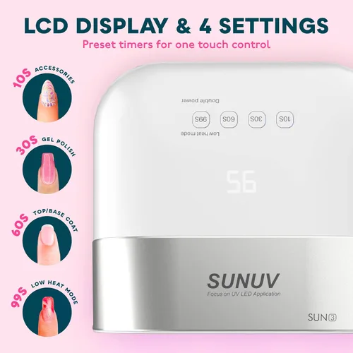 Miniatura 3 de SUNUV SUN3 - Lámpara de uñas UV, guantes UV para manicura de gel con protección UV, luz UV de secado rápido para uñas con ajustes ajustables