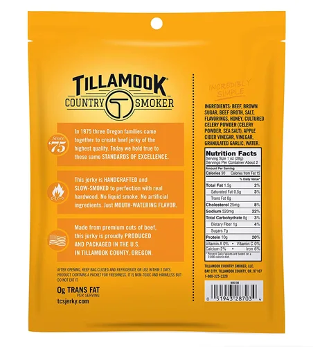 Miniatura 2 de Tillamook Country Smoker Carne seca de madera dura ahumada con miel, 2.5 onzas (Paquete de 12)