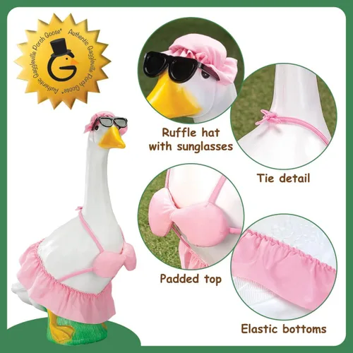 Miniatura 4 de Fox Valley Traders Gaggleville Bikini - Traje de ganso, se adapta a una estatua grande de 23 pulgadas de alto
