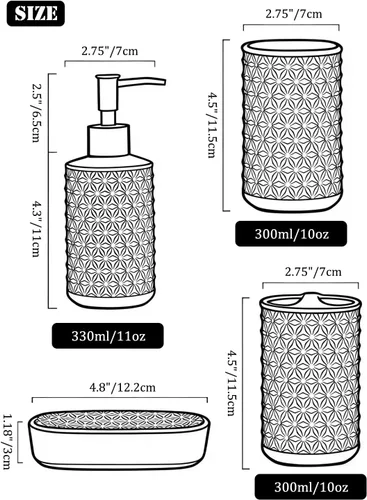 Miniatura 2 de Juego de accesorios de baño de cerámica, paquete de 4 conjuntos de baño para baño, incluye 1 dispensador de loción, 1 soporte para cepillo