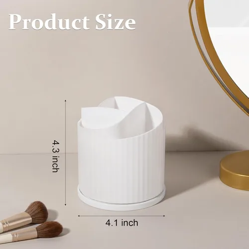 Miniatura 7 de Anyoifax Organizador Giratorio de 360 Grados para Brochas de Maquillaje con 5 Ranuras, Portabrochas de Maquillaje en Forma de Flor Blanco
