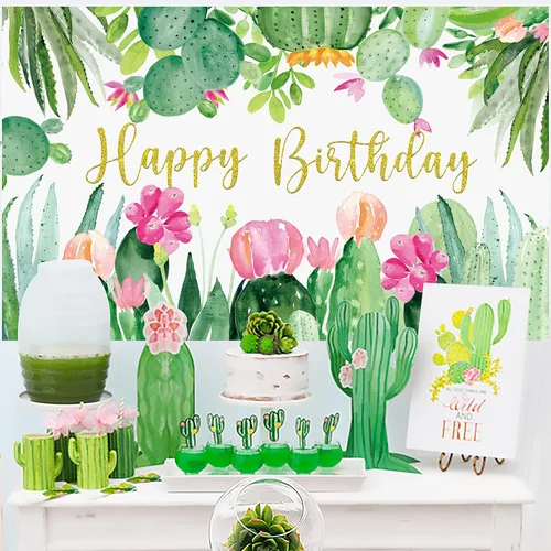 Miniatura 6 de Decoraciones de fiesta de cactus - Suministros de fondo de fiesta de cumpleaños de cactus