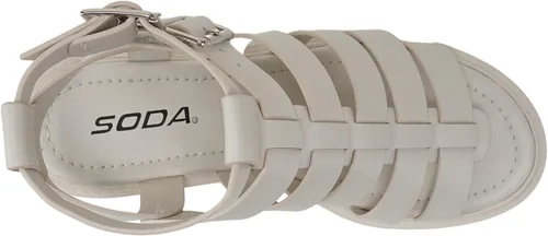 Miniatura 5 de Soda "Rebirth" Sandalias de tacón bajo con hebilla de velcro para mujer, con puntera abierta, con múltiples correas