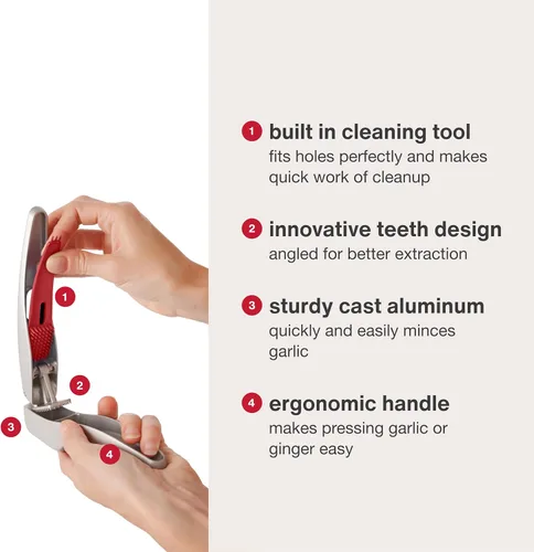 Miniatura 4 de Zyliss Susi 3 Prensa de Ajo - Prensa de Aluminio con Herramienta de Limpieza Incorporada - Trituradora, Picadora y Peladora de Ajo para Dientes Sin