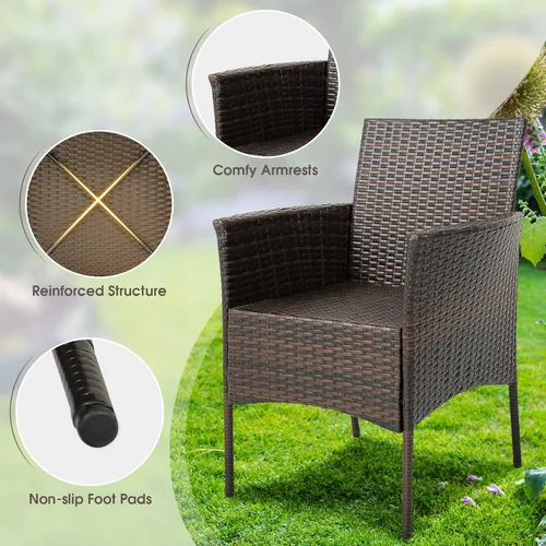 Miniatura 4 de Tangkula Patiojoy - Juego de 4 sillas de comedor para exteriores, de polietileno, resistentes a la intemperie, con cojines extraíbles, para jardín