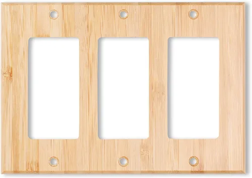 Miniatura 13 de 4 placas de interruptor de luz de palanca simple de madera maciza de 4.5 x 2.76 pulgadas, cubierta de interruptor de luz de bambú de calidad