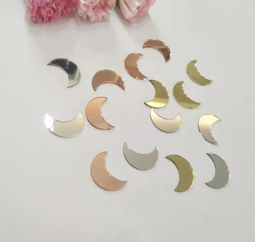 Miniatura 5 de 100 piezas de mosaico de espejo en forma de luna, mini mosaico de vidrio, mosaico de espejo para manualidades, azulejos de bricolaje para arte