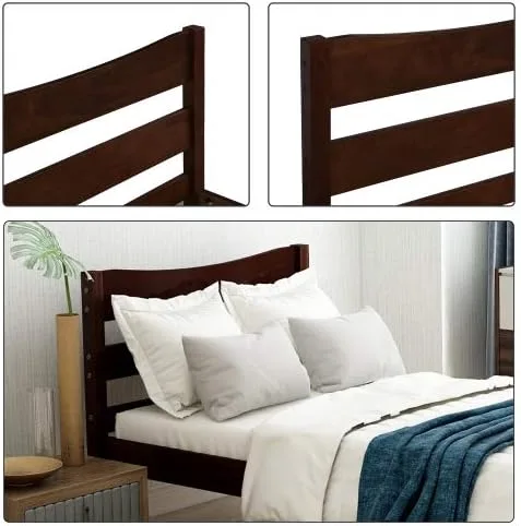 Miniatura 5 de anwickjeff Base de cama individual de madera moderna con cabecero, marco de cama de plataforma tamaño individual, camas individuales, cama