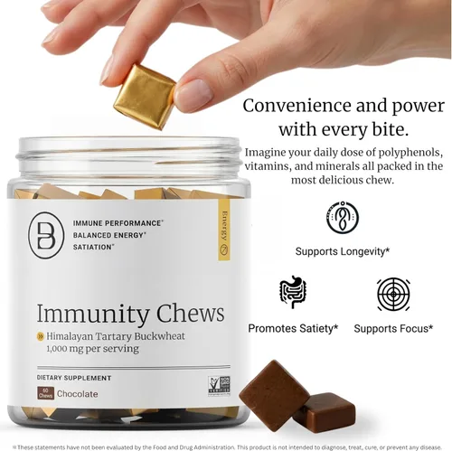 Miniatura 6 de BIG BOLD HEALTH HTB Immunity Chews - Suplemento orgánico de trigo sarraceno tartario del Himalaya para apoyar la energía natural y la función