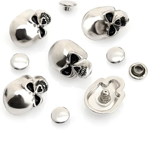 Miniatura 2 de CRAFTMEMORE SK02 - Remaches de calavera de metal con remaches rápidos decorativos para pulseras, bolsas, cinturones, zapatos, artesanía en cuero