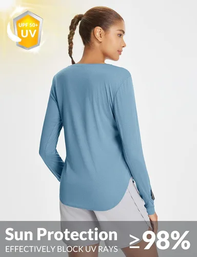 Miniatura 31 de BALEAF - Camisetas de sol de manga larga para mujer, con FPU 50+, para senderismo, ligeras, de secado rápido, protección contra rayos ultravioleta