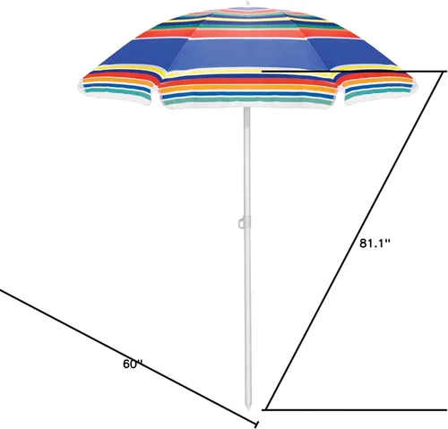 Miniatura 9 de ONIVA - Paraguas de playa portátil de 5 pies de marca Picnic Time, sombrilla ligera con inclinación ajustable y protección solar UV