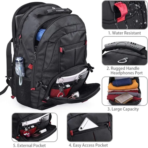 Miniatura 3 de NUBILY Mochila para laptop de 17 pulgadas, impermeable, extra grande, con aprobación TSA, antirrobo, para viajes, negocios universitarios, mochilas